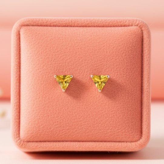 Color Your Spark Triangle Stones Unisex Silver Earrings in Vibrant lung