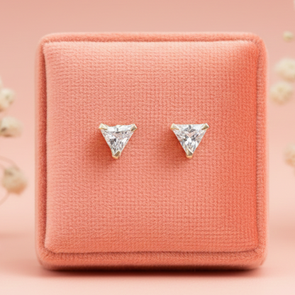 Color Your Spark Triangle Stones Unisex Silver Earrings in Vibrant lung