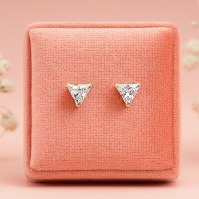 Color Your Spark Triangle Stones Unisex Silver Earrings in Vibrant lung