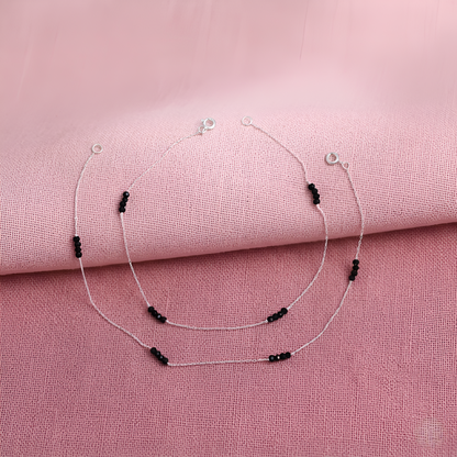 Cute Simple Black Beads Payal/Anklet for Women Lightweight Design