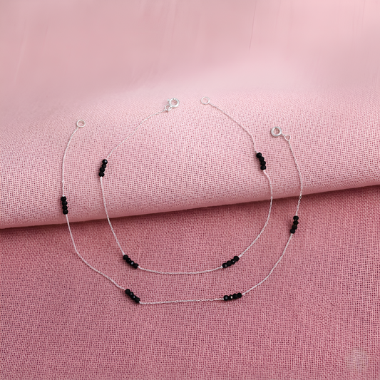 Cute Simple Black Beads Payal/Anklet for Women Lightweight Design