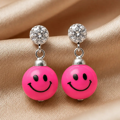 Cute Smiley Charm Drop Earrings for Casual and Party Wear