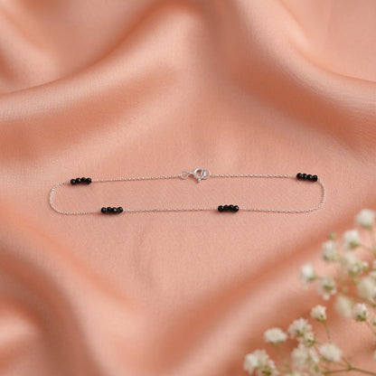 Cute Simple Black Beads Payal/Anklet for Women Lightweight Design
