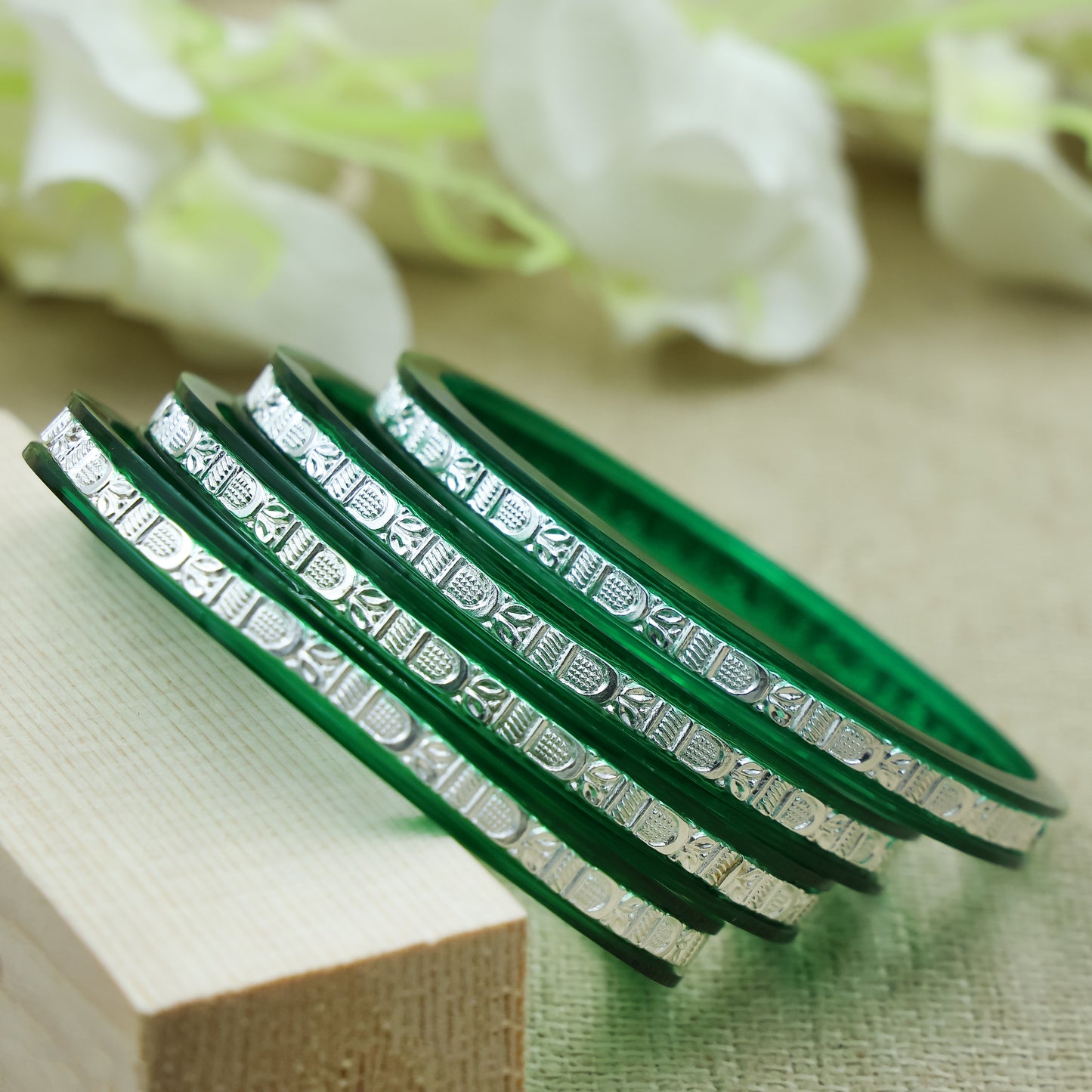 Silver Shine Designer Plastic Bangles