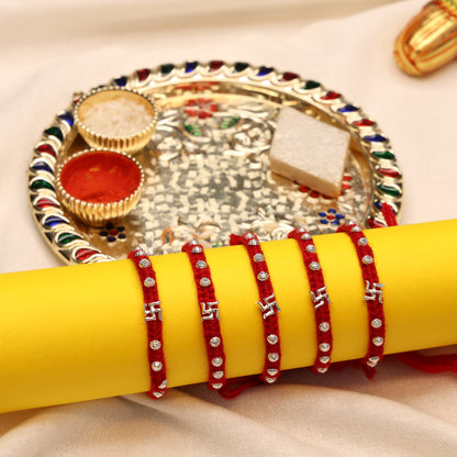 Divine Swastika Silver Rakhi Thread
