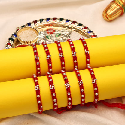 Divine Swastika Silver Rakhi Thread