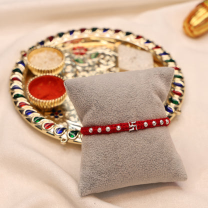 Divine Swastika Silver Rakhi Thread