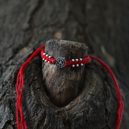 Traditional Swastik Buds Silver Rakhi
