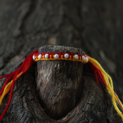 Charming Mixed Buds Silver Rakhi