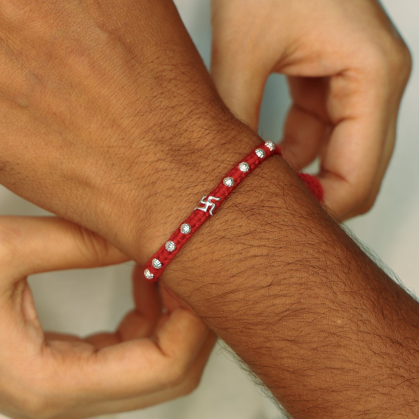 Divine Swastika Silver Rakhi Thread