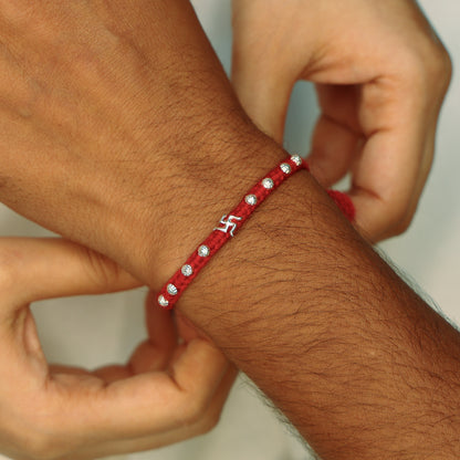Divine Swastika Silver Rakhi Thread