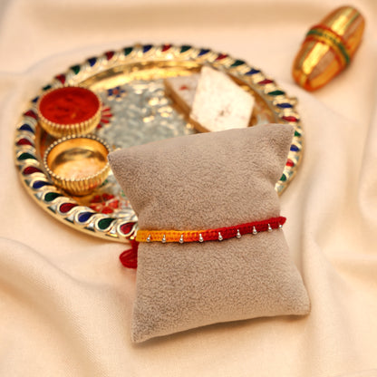 Silver Drop Buds Silver Rakhi