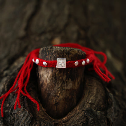 Square Motif Ganesh Silver Rakhi