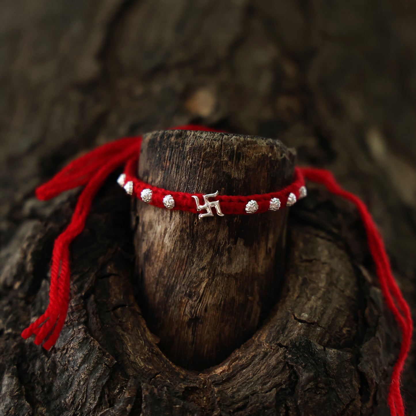 Divine Swastika Silver Rakhi Thread