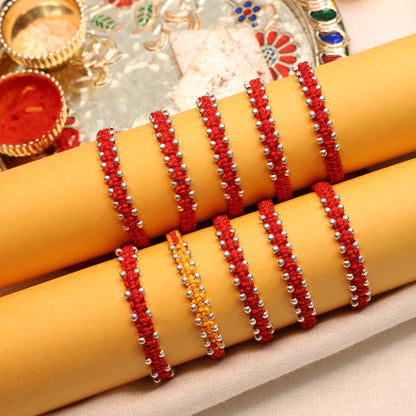 Unique Silver Rakhi with Bud Details
