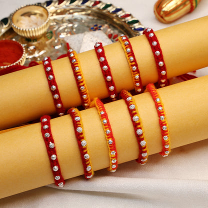 Charming Mixed Buds Silver Rakhi