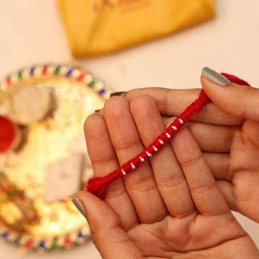 Silver Drop Buds Silver Rakhi