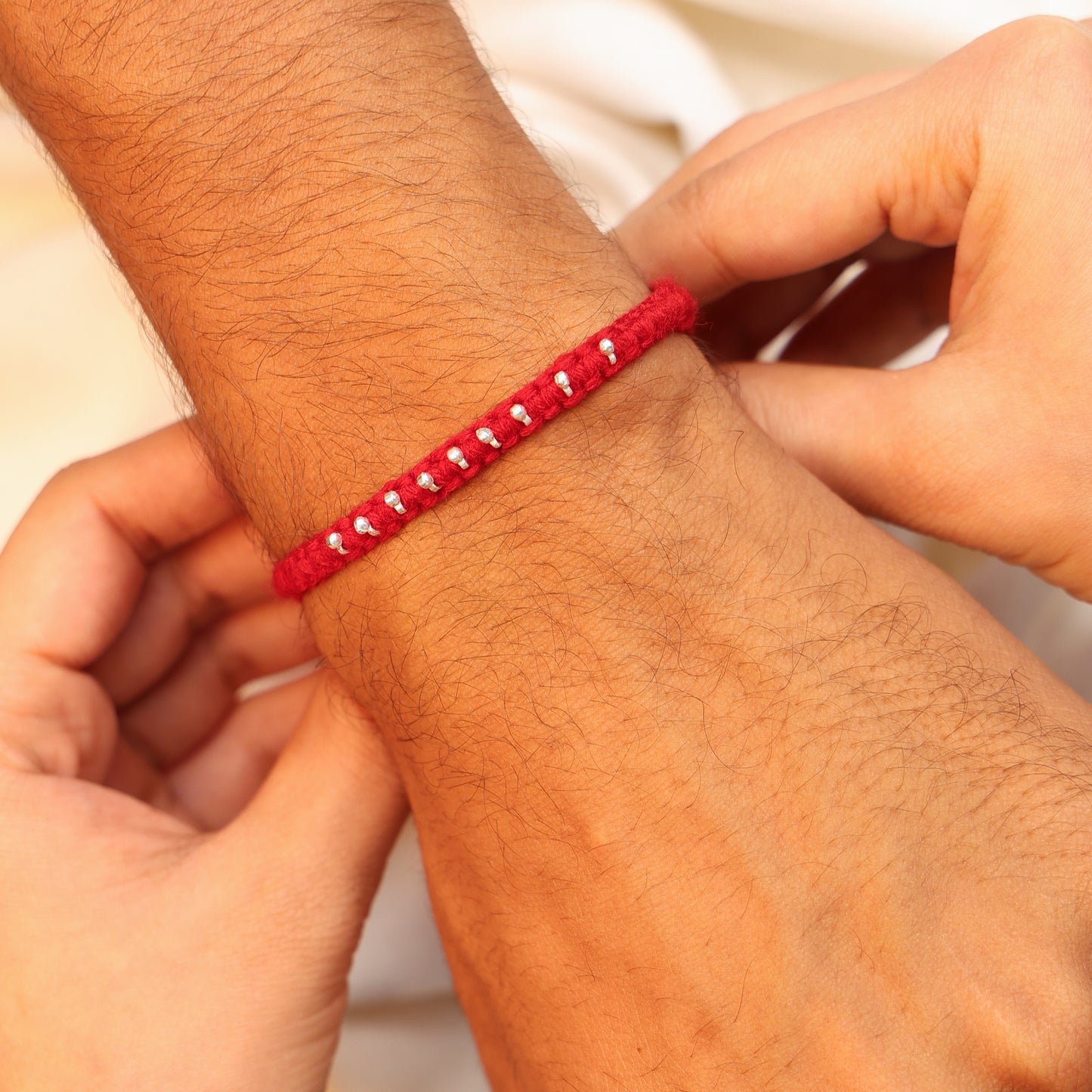 Silver Drop Buds Silver Rakhi
