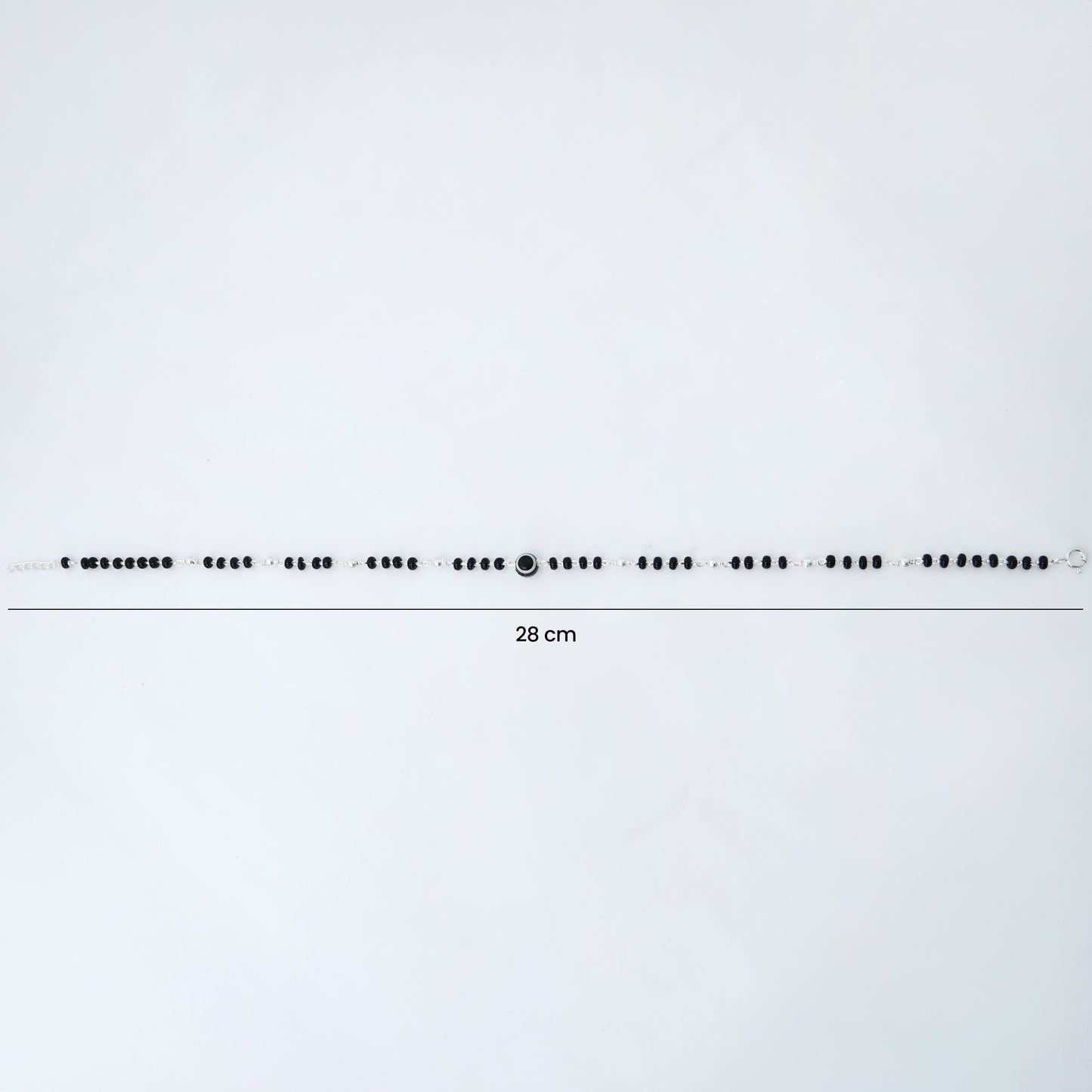 Silver Black Evil Eye with Black and Silver Beads Payal