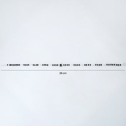 Silver Black Evil Eye with Black and Silver Beads Payal