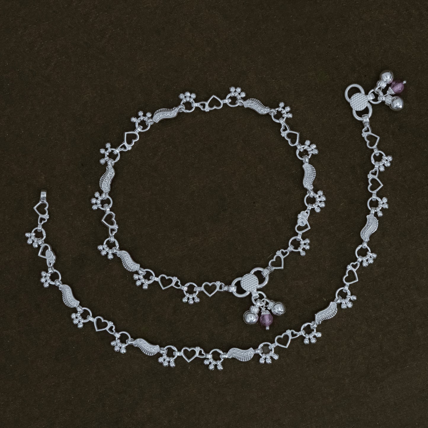 Premium Heart Pattern Silver Payal Symbol of Love & Grace