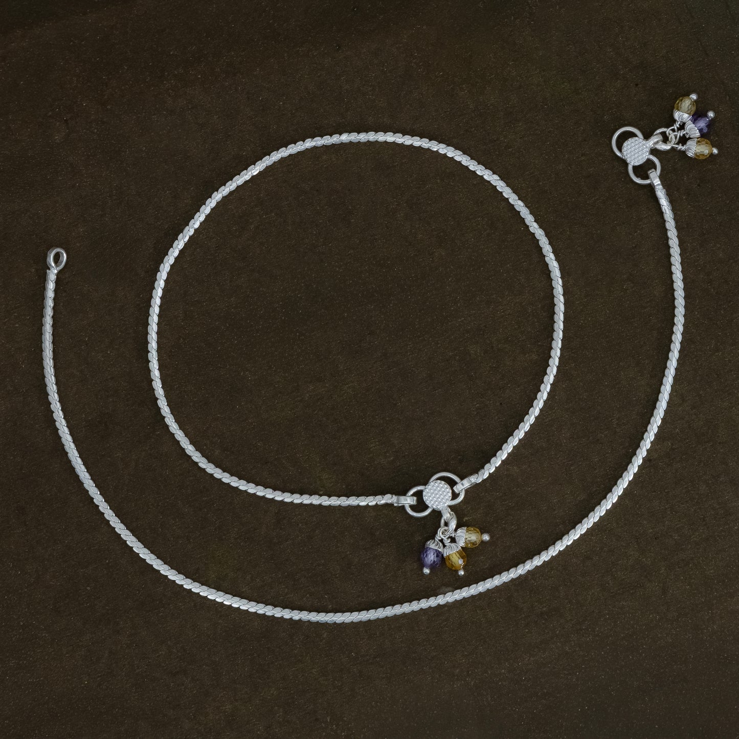 Classic Light-Weight Silver Payal with Charm Drops