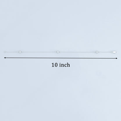 Twilight Bead Anklet Pure Silver Chain with Spherical Beads