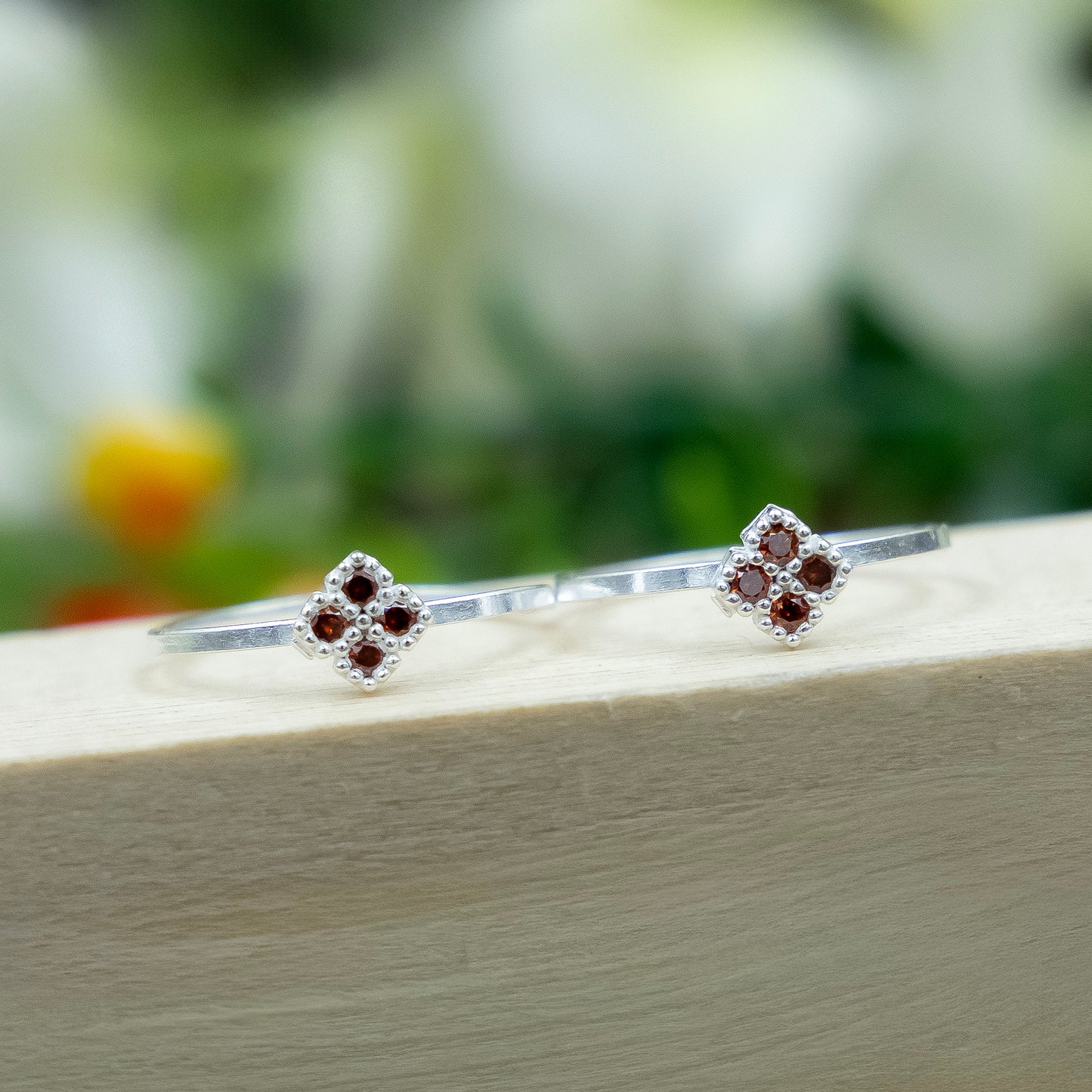 Silver Toe Rings Square Stone Design for Women & Girls