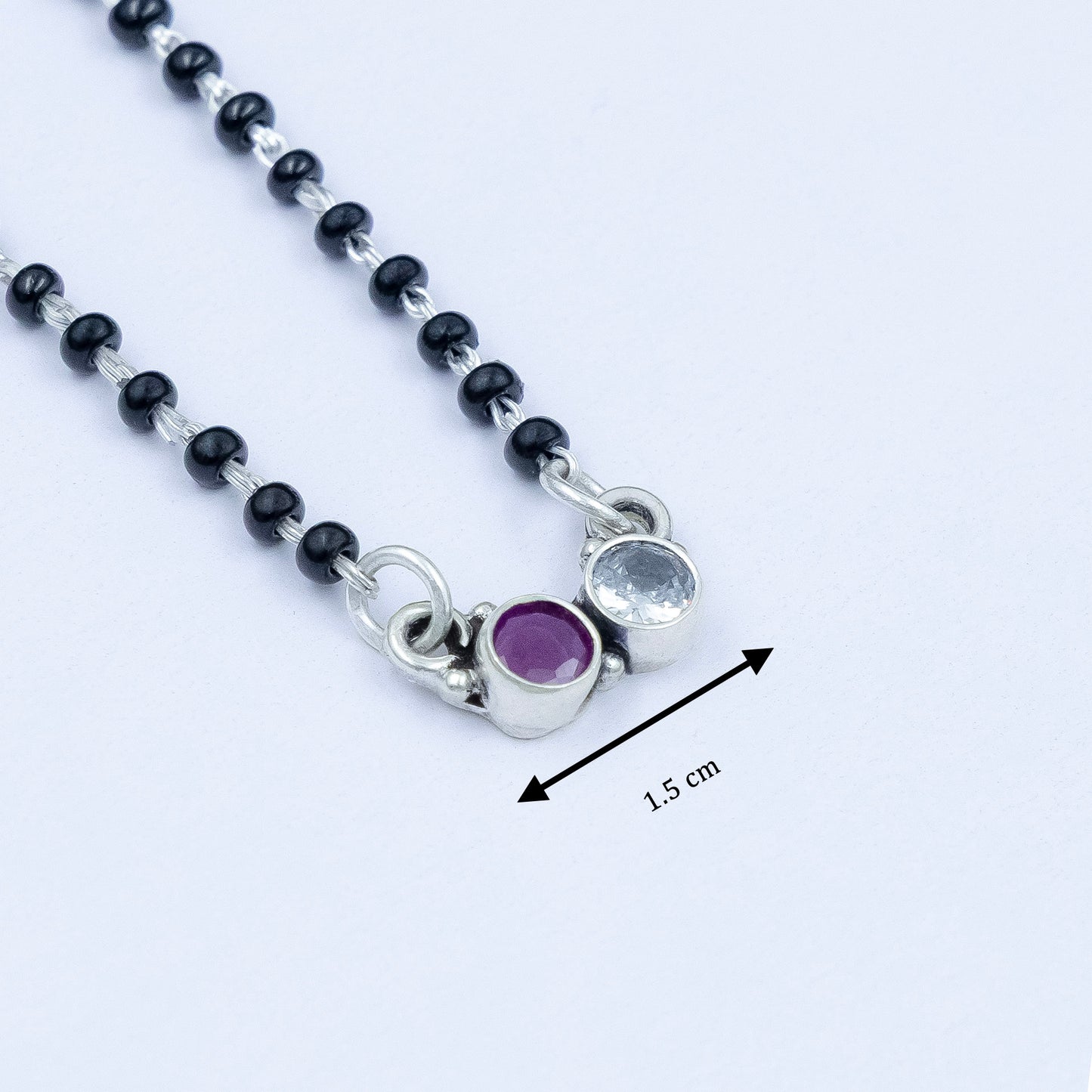 Premium Ruby and White Stone Silver Mangalsutra