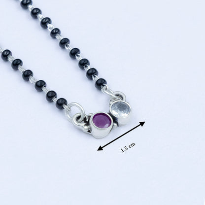 Premium Ruby and White Stone Silver Mangalsutra