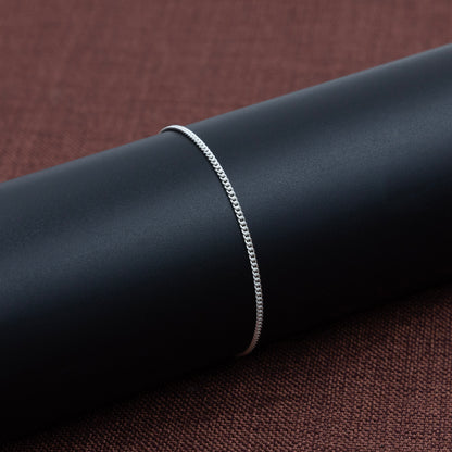 Thin Curb Chain Light Weight Boys Silver Bracelet