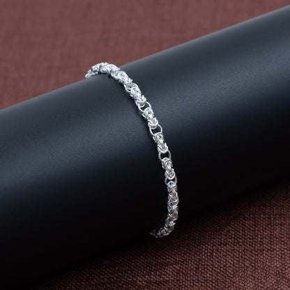 Classic Rope Style Silver Bracelet For Boys