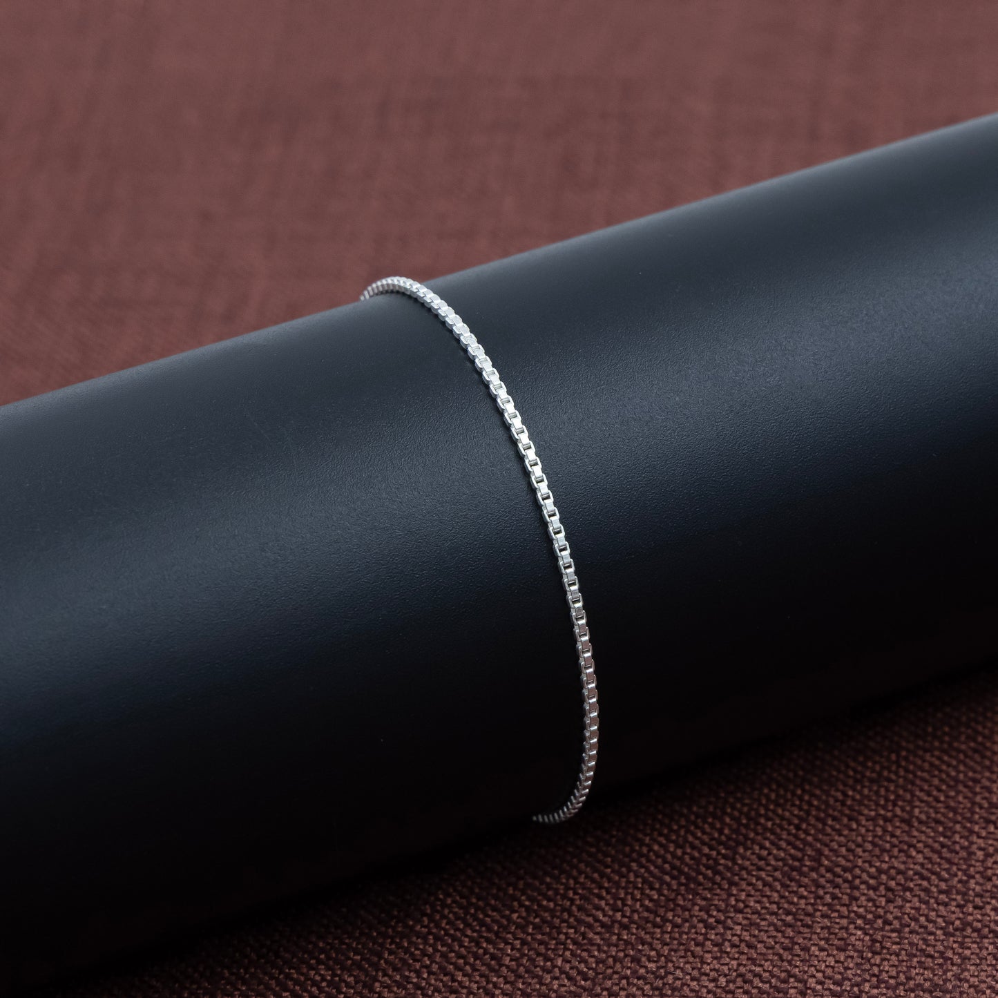 Slim Square Snake Boys Silver Bracelet