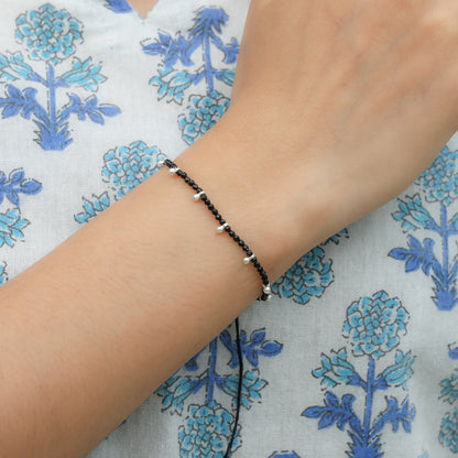 Minimal Silver Bud Dhaga