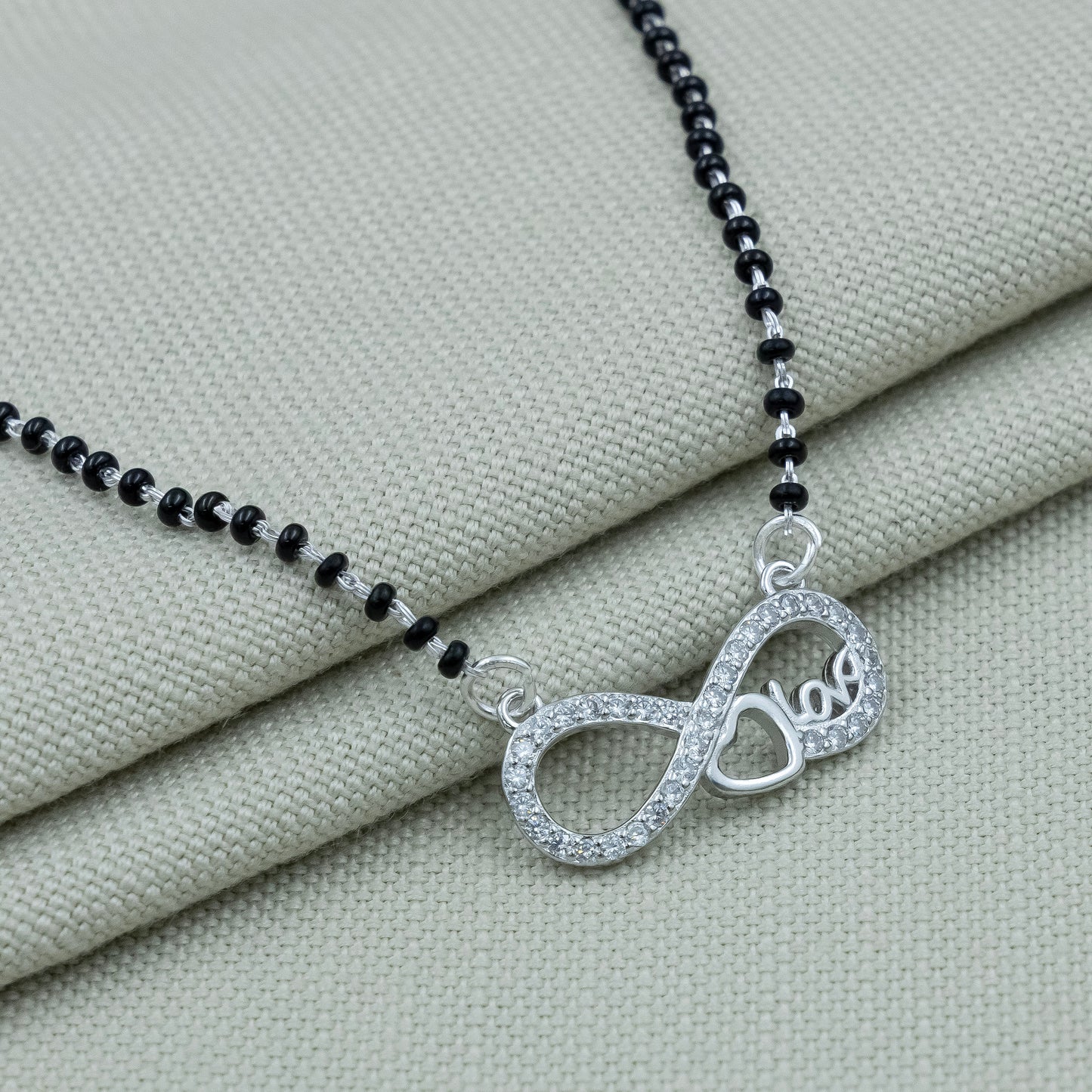 Infinite Heart Love Engraving Silver Mangalsutra