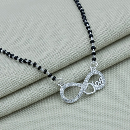Infinite Heart Love Engraving Silver Mangalsutra