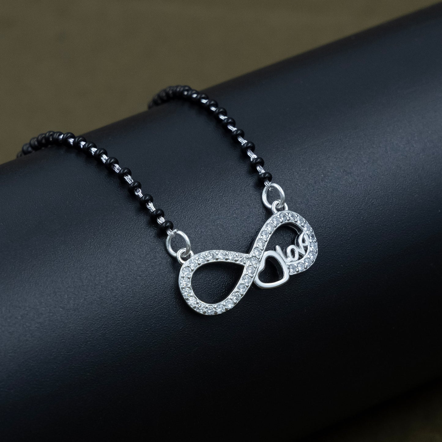 Infinite Heart Love Engraving Silver Mangalsutra