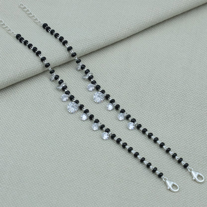 Baby Nazariya Black Beads Silver Bracelet with Drops