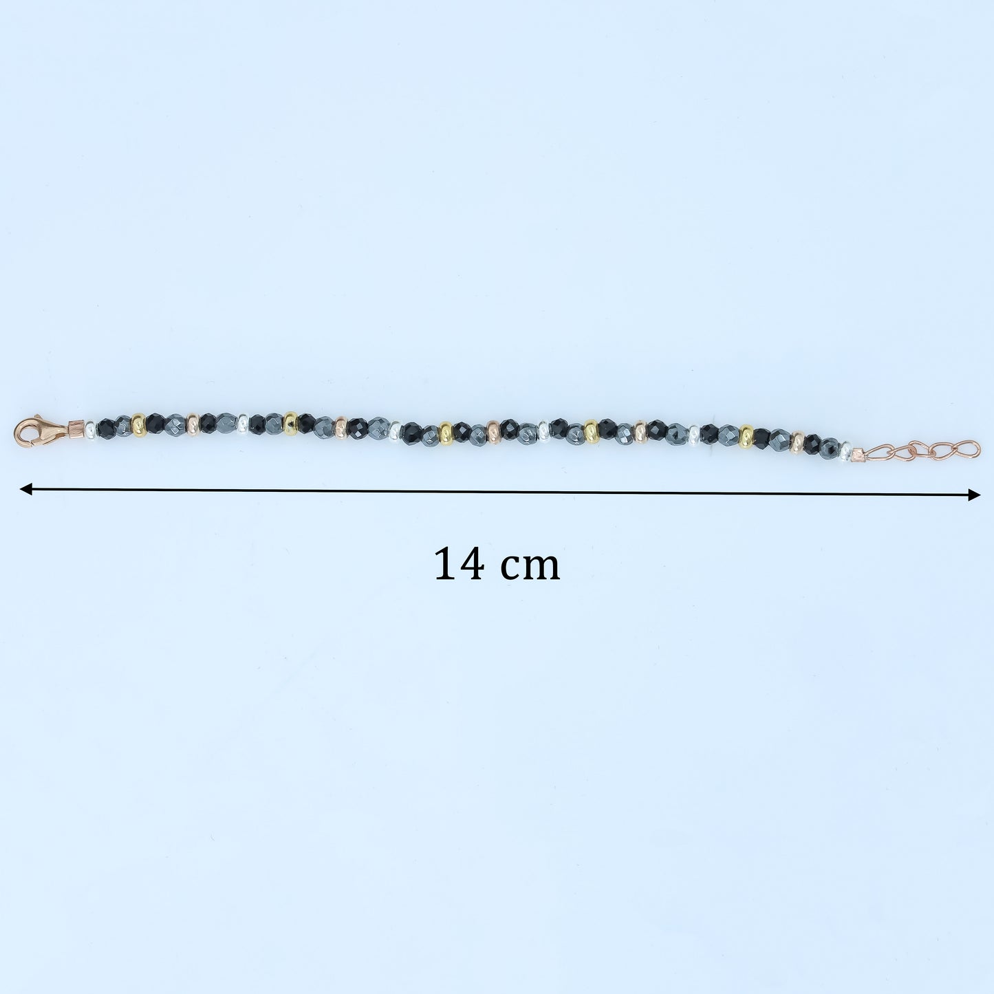 Black Bead Bracelet with Gold Accents Lightweight Kids Bracelet