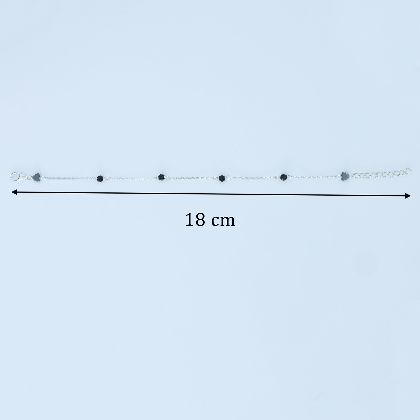 Kids Black Beads Chain Link Silver Bracelet