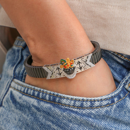 Silver Krishna Gold Mukut Bracelet