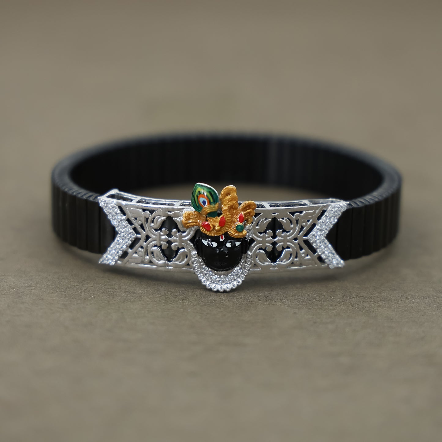 Silver Krishna Gold Mukut Bracelet