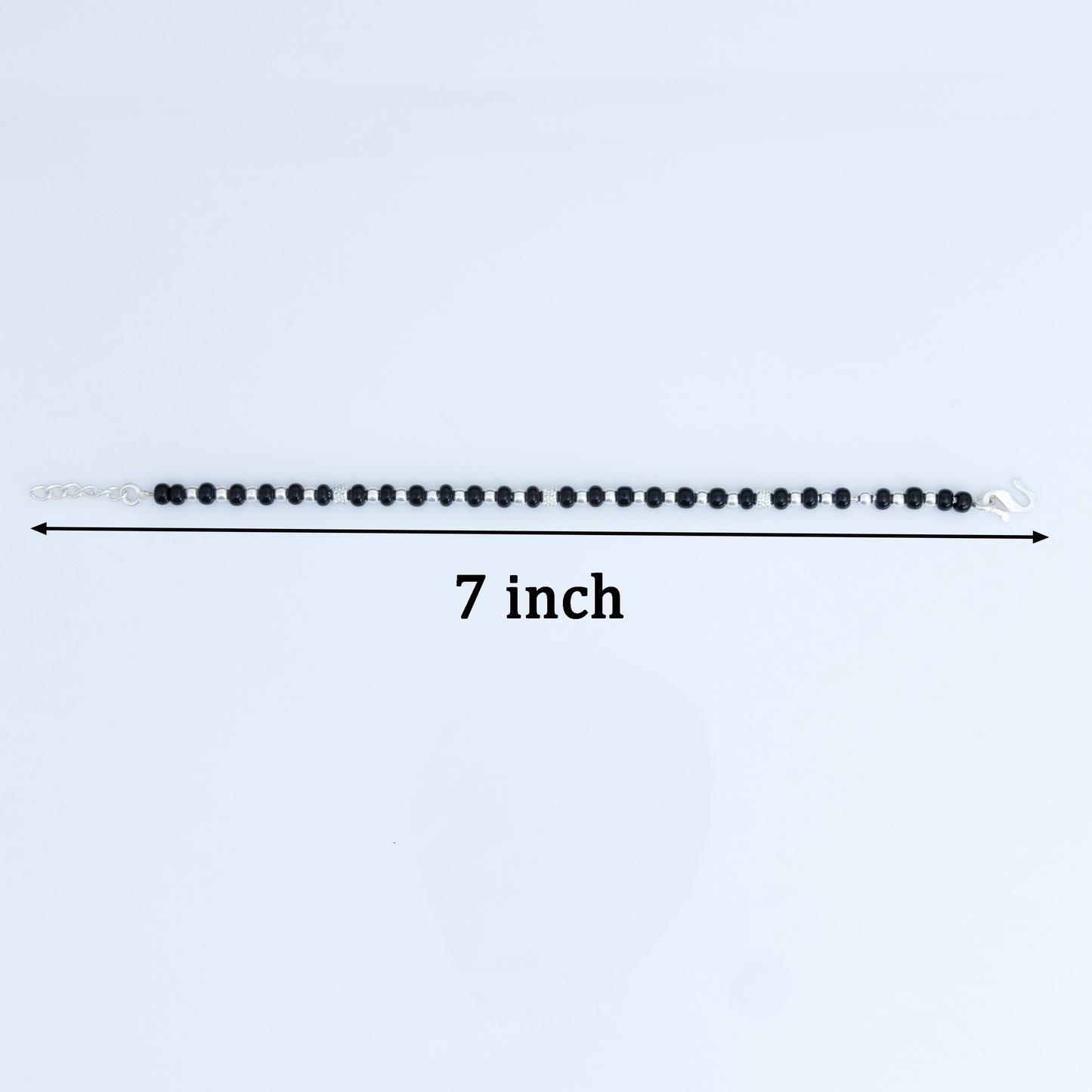 Bold Black Charm Silver Baby Anklet