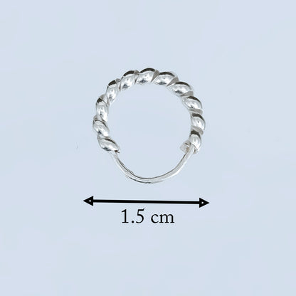 Handcrafted Twisted Silver Hoop Earrings