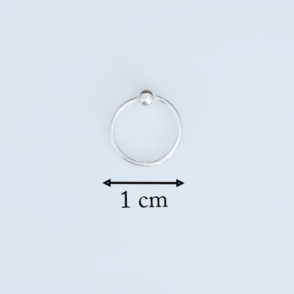 Minimal Silver Hoop Earrings with Bead Accent
