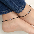 Light Blue Buds Evil Eye Silver Anklet