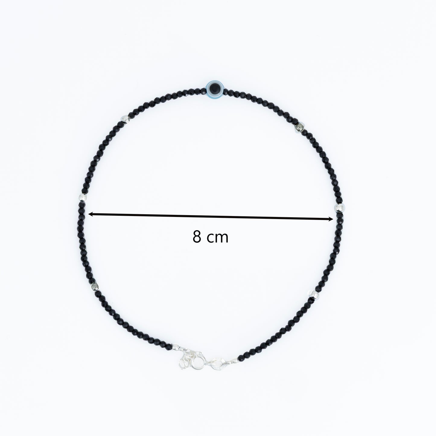 Light Blue Buds Evil Eye Silver Anklet