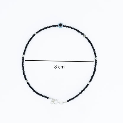 Light Blue Buds Evil Eye Silver Anklet