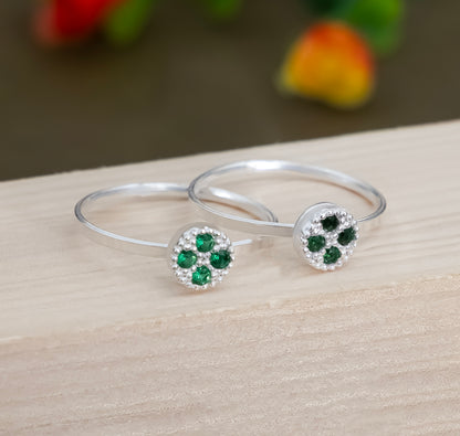 Silver Toe Rings Adjustable Floral Stone
