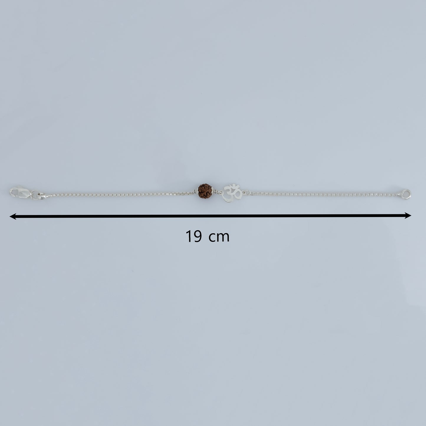 Men’s Silver Rudraksha Bracelet Om Symbol Adjustable